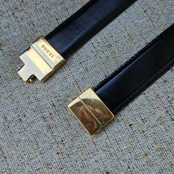 Vintage Gucci Ladies Belt Black Genuine Leather Waistband Size 25 Made in Italy - Picture 3 of 10